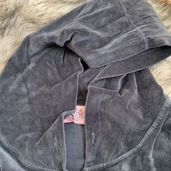 Juicy Couture Track Suit Set Jacket & Pants Velour S/P Dark Gray - Picture 16 of 16